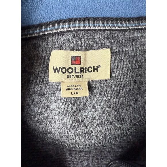 Woolrich Sweatshirt Mens Large Gray Knit Long Sleeve Side Slit 1/4 Zip Pullover - Picture 3 of 7